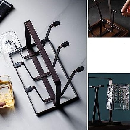 Iron Glass Stand, 6 Hooks Cups Mug Glass Stand Holder, Metal Cup Drying Rack Shelf, Cup Hanging Drainer, Upside Down Cup Drain Rack, Countertop Cup Holder for Bottle, Glass, Mug, Non-Slip Mugs Bottles Organizer For Kitchen Iron Glass Stand, 6 Hooks Cups Mug Glass Stand Holder, Metal Cup Drying Rack Shelf, Cup Hanging Drainer, Upside Down Cup Drain Rack, Countertop Cup Holder for Bottle, Glass, Mug, Non-Slip Mugs Bottles Organizer For Kitchen